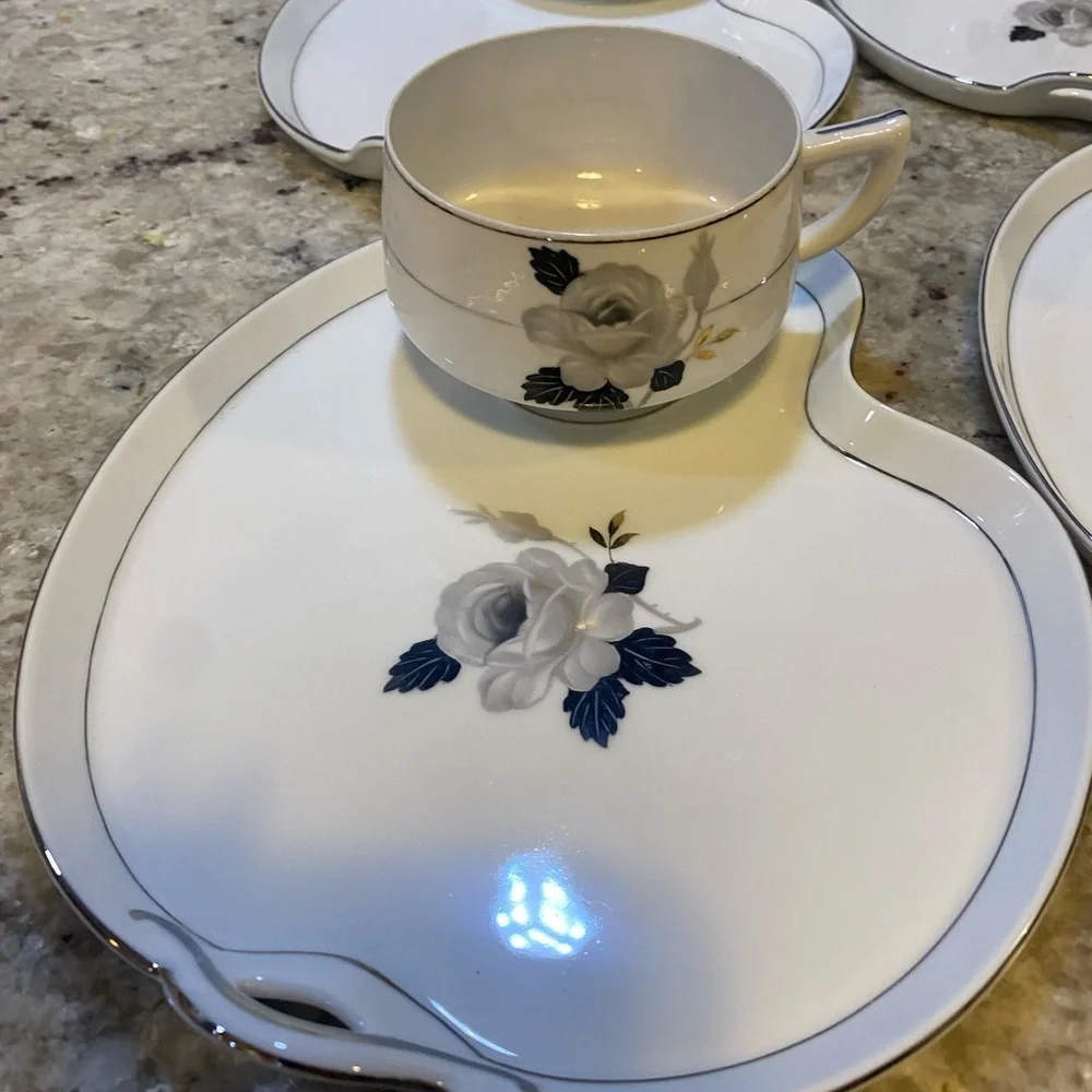 Kutani China Hand Painted Black Rose 9